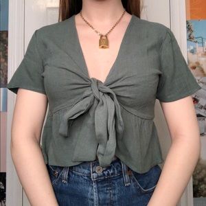 Pacsun green front tie top